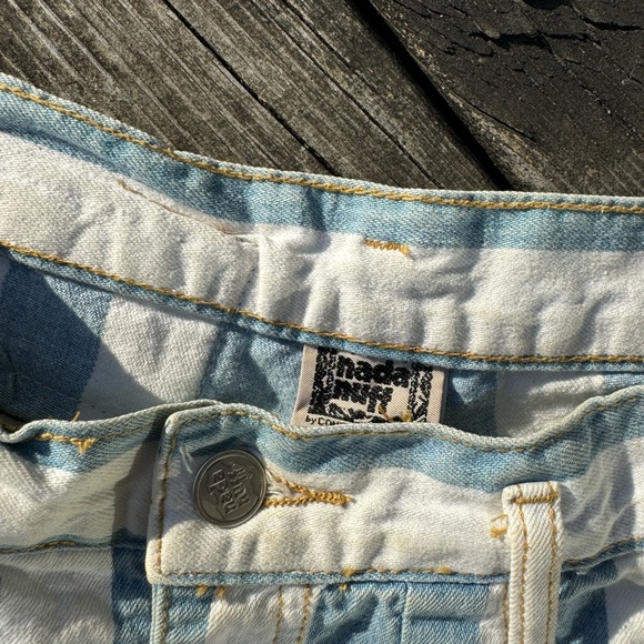 Vintage 80s Nada Nuff Striped Hight Waisted Denim Jeans - Picture 5 of 8